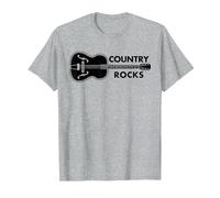 Country Music Rocks Guitarra Acústica Camiseta, Hombre, Gris Jaspeado, 3XL