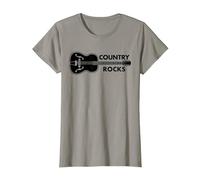 Country Music Rocks Guitarra Acústica Camiseta, Mujer, Pizarra, S