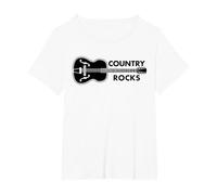Country Music Rocks Guitarra Acústica Camiseta, Mujer Tallas Grandes, Blanco, 6XL Grande