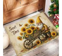 Country Retro Felpudo Antideslizante - 90 x 150 cmMariposa Girasol Trampa de Tierra Felpudo Exterior e Interior para Entrada Limpia - Fácil de Cuidar - Amarillo Mostaza