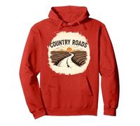 Country Roads - Gráfico de Puesta de Sol Rural Sudadera con Capucha, Unisex para Adultos, Rojo, M