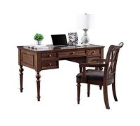 Country Style PC Desk Home Writing Desk with 4 Storage Drawers and Keyboard Drawer Simple Style Study Room Workstation Brown Office Desk (Table Length : 1.4 Meters) (1.2 Meters)