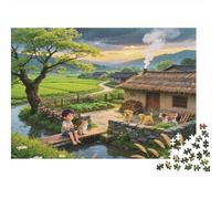 Countryside Farm Jigsaw Puzzle 1000 Piezass Recyclable Paper Rural Life Scene Adulto Jigsaws Party Accesorios de Juego Developing Boy & Girl‘s Intelligence Educational 38x26cm/1000pcs