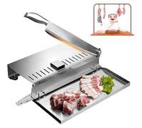 Coupe-viande en acier inoxydable avec os - Trancheuse robuste pour côtes et poulet avec plateau à viande pour agneau, porc, bœuf, poisson et légumes - Hachoir manuel pour barbecue (format compact)
