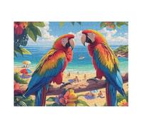 Couple d'aras Sur UNE branche fleurie Puzzles 500 Piezas Decorativo Hogar Animal de compagnie Obra De Arte Rompecabezas Familiar para Adultos Desafío Intelectual DIY Creativo 500 PCS