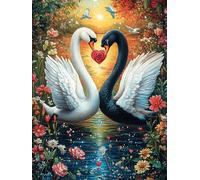 Couple de cygnes Noir et Blanc en Forme de cœur Puzzle 1000 Piezas Cartón Grueso para Coleccionistas Mitos fantásticos Ocio Creativo En Casa Calmar La Mente Pieza Colección Más Vendido 10