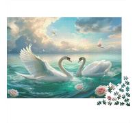 Couple de cygnes | Pour Adultes |Scène Romantique de la Nature| 70x50cm/1000pcs Puzzles Jeux Éducatifs Puzzles De Décoration Intérieure