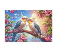Couple de perroquets aux Fleurs Puzzle 1000 Piezas Educativo Construir Animaux fantastiques vibrants Rompecabezas 3D para Familia Maquetas Educativas Desafío Intelectual Decoración Hogar 1000 PCS