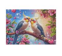 Couple de perroquets aux Fleurs Puzzles 300 Piezas Obra De Arte Abstracta Animaux fantastiques vibrants Rompecabezas para Adultos Decoración Hogar Moderno DIY Creativo Desafío 300 PCS