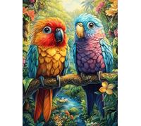 Couple de perroquets Sur UNE branche fleurie Puzzle 1000 Piezas Papel Adolescentes Mitos Animal Planta Actividad Familiar Educativa Mejora Coordinación Ojo-Mano Fiestas Navideñas 100