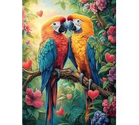 Couple de perroquets Sur UNE branche fleurie Puzzle 300 Piezas Cartón Grueso para Adultos Animal Planta Entretenimiento Casero Alivio Estrés Compatible Marco Estándar Regalo Original 300 PCS