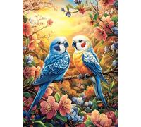 Couple de perroquets Sur UNE branche fleurie Puzzle 500 Piezas Cartón Resistente para Parejas Mitos fantásticos Cuento De Hadas Entretenimiento En Casa Relajación Mental Regalo Anivers