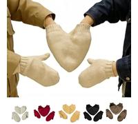 Couple Holding Hands Heart Knit Gloves Set,3 PCS Heart Shape Knit Mittens Set,Winter Warm Full Finger Gloves for Couples (Gray)