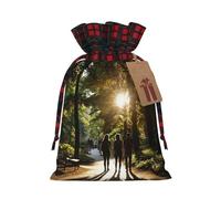 Couple In Love Walking 1 bolsa de Navidad con cordón de 8.3 x 11.8 pulgadas, bolsa robusta para regalos y artículos esenciales de uso diario