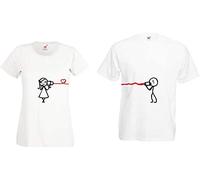 Couple Pareja T-Shirt Set Hearing The Love - 1x Camiseta Mujer Blanco S