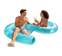 Couple Pool Float - 2 Person Floating Lounge Raft, Foldable Water Lounger with Backrest for Adults Couples, Inflatable Pool Float Hammock for Beach Lake River Sunbathing Vacation Relaxation Use