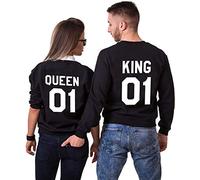 Couples Shop King Queen - Juego de sudadera con capucha para parejas, Sudadera para hombre negra, L