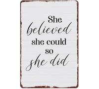 Courage Followed Her Vision Distressed Metal Sign For Graduate Study Desk Goal Wall Decoration Present 8 X 12 inch