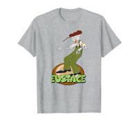 Courage The Cowardly Dog Eustace Standing Camiseta, Hombre, Gris Jaspeado, S