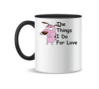 Courage The Cowardly Dog For Love Taza de Cerámica Para Té y Café, 330ml, Mágica, Blanca, Rosa, Negra 330ml