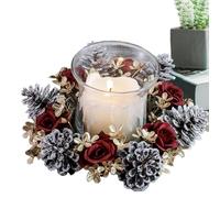 Couronne de Noël pour Bougies - Anneau Cônes de Pin | Guirlande Florale Artificielle pour Bougie Pilier - Décor de Table Cheminée Mariage Fêtes d'Hiver, Centre de Table Festif