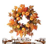 Couronne de porte d'automne, décoration de porte d'automne de Thanksgiving avec baies - Fournitures de fête de vacances pour entrée, salon, salle de clase, dortoir, fête, école, anniversaire, jardín,