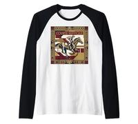 Course Hippique Art Deco Horse Racing Jockey Camiseta Manga Raglan