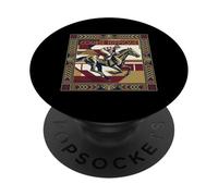 Course Hippique Art Deco Horse Racing Jockey PopSockets PopGrip Adhesivo