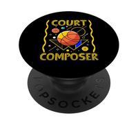 Court Composer Baloncesto Arte Moderno Retro Señal Diseño PopSockets PopGrip Adhesivo