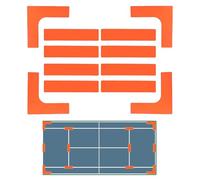 Court Line Marker Set | Red Orange Blue Green L-Shaped 27.5x27.5cm Long 34x7.5cm | Non-Slip Sports Training Cones | Tennis Badminton Pickleball Volleyball Basketball Outdoor Indoor