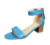 Court Shoes Mujer Reino Unido,Platform Block Heel Correa Tobillo Slingback,Tacón Medio Peep Toe Hebilla Piel Transpirable