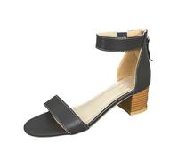Court Shoes Mujer Reino Unido,Platform Block Heel Correa Tobillo Slingback,Tacón Medio Peep Toe Hebilla Piel Transpirable