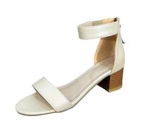Court Shoes Mujer Reino Unido,Platform Block Heel Correa Tobillo Slingback,Tacón Medio Peep Toe Hebilla Piel Transpirable