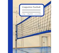 Court Vision: Volleyball Gym Notebook - Blue & White Net Design - 7.5" x 9.25", College Ruled, 110 Pages
