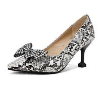 Court Zapatos Sandalias de Tacón Bajo Slip On Mujer Punta Afilada Tacones de Aguja Fiesta de Boda Novia Tacones Gatito Pumps de Vestir de Oficina Suela de Goma Duradera,Snake,38 EU