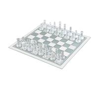 Courtieyeardceastea Juego de ajedrez de cristal, piezas elegantes y juego de mesa de cristal, esmerilado, transparente, 20 x 20 cm