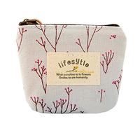 Courtieyeardceastea Mini monedero de lona floral para llaves, monedero, monedero, monedero con cremallera, color blanco, Azul - paquete de 1, 1 pieza, como se muestra en la