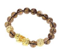 Courtieyeardceastea Pulsera pixiu dorada con cuentas de mantra de seis palabras de 10 mm, obsidiana de 10 mm, obsidiana dorada y café, 10mm Ice Obsidian, Plástico, como se muestra en la