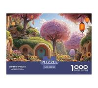 Courtyard with Blooming Cherry 1000 Piezas Papel Ecológico Rompecabezas Hobbit-Style Village Imágenes Vibrantes Juego Familiar Puzzle para Adultos Y Niños 52x38cm/1000pcs
