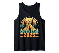 Cousin Camp 2025 Summer Family Vacation Camping Matching Camiseta sin Mangas