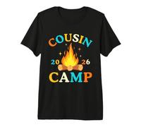 Cousin Camp 2026 Retro Campfire Family Camping Vacation Crew Camiseta Premium
