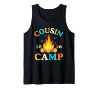 Cousin Camp 2026 Retro Campfire Family Camping Vacation Crew Camiseta sin Mangas