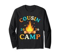 Cousin Camp 2026 Retro Campfire Family Camping Vacation Crew Manga Larga
