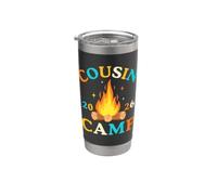 Cousin Camp 2026 Retro Campfire Family Camping Vacation Crew Vaso térmico de acero inoxidable de doble pared