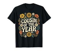 Cousin of The Year Retro Vintage Floral Family Camiseta