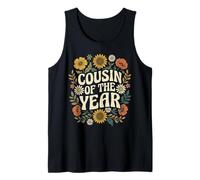 Cousin of The Year Retro Vintage Floral Family Camiseta sin Mangas