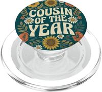 Cousin of The Year Retro Vintage Floral Family PopSockets PopGrip para MagSafe