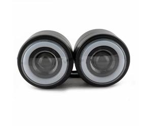 COUSOPO Faros motocicleta Luz de señal giro faro delantero doble LED universal motocicleta ojos angulares para Softail 1986-13 para Fat Boy para FLSTF para Bobber