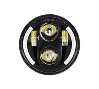 COUSOPO Faros motocicleta Proyector LED 5,75 Pulgadas Anillo Halo Haz Alto Y Bajo Coche Motocicleta, Señal Giro DRL 3/4 Para Sportster Dyna Iron 883(Half Halo Black)