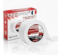 Coutursup marca francesa | Cinta termoadhesiva de doble cara para dobladillo | Blanco 5 cm × 30 m | Sin costuras, ideales tejidos de algodón y poliéster